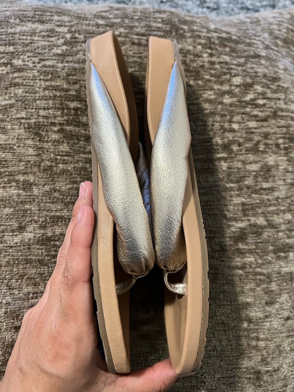 NWOT Pedro Garcia Metallic Padded Thong Sandals Size 36.5 (6.5 US) - Picture 5 of 8